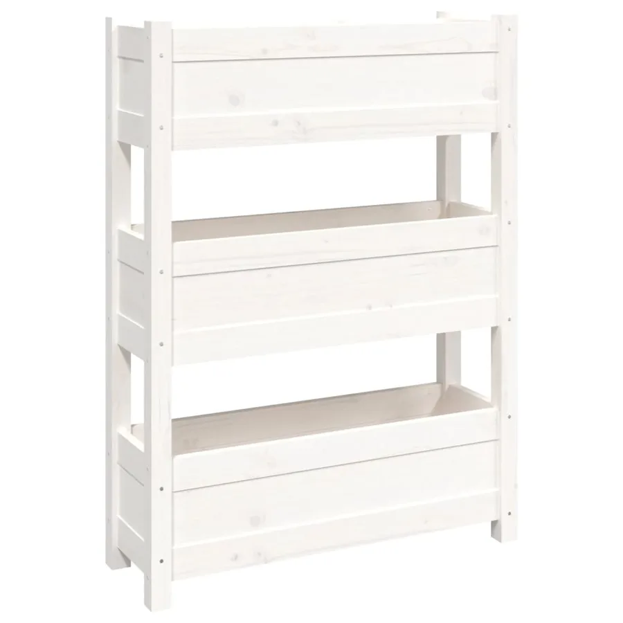 Jardinière Blanc 77x25x104,5 cm Bois massif de pin - 2