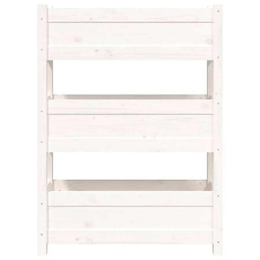 Jardinière Blanc 77x25x104,5 cm Bois massif de pin - 5