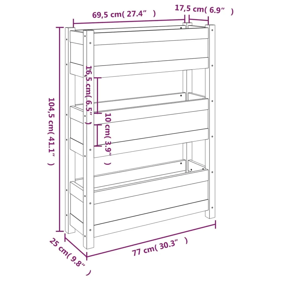 Jardinière Blanc 77x25x104,5 cm Bois massif de pin - 9