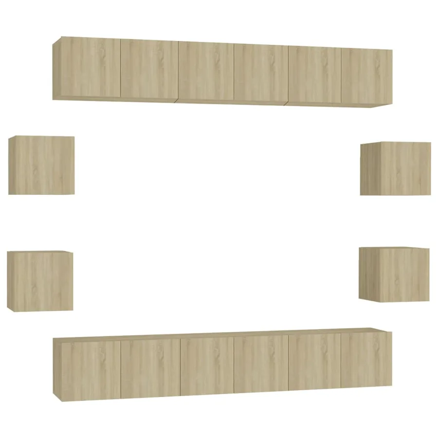 Ensemble de meubles TV 10 pcs Chêne sonoma Bois d'ingénierie - 2