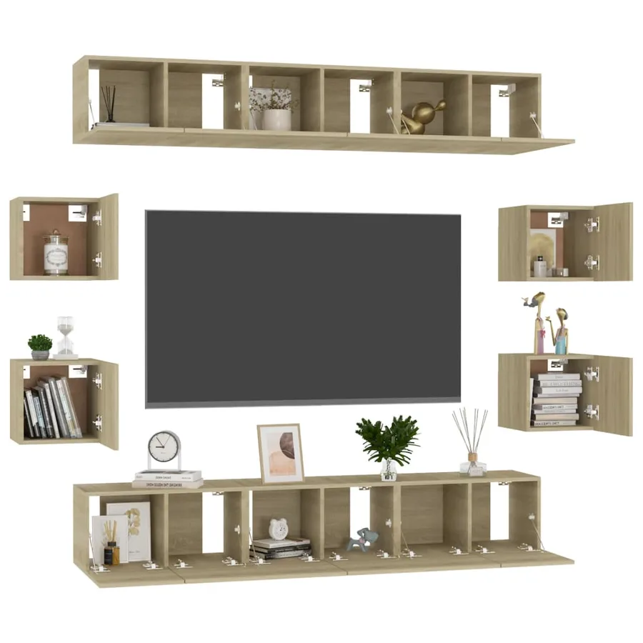 Ensemble de meubles TV 10 pcs Chêne sonoma Bois d'ingénierie - 6