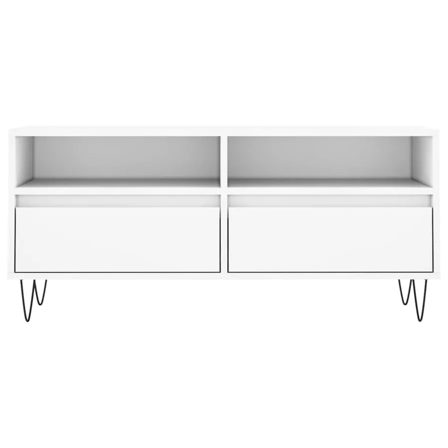 Meuble TV blanc 100x34,5x44,5 cm bois d'ingénierie - 5