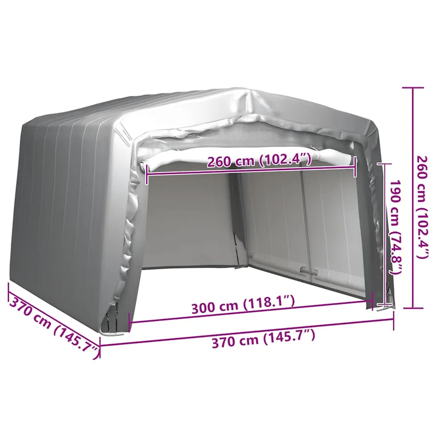 Tente de rangement 370x370 cm Acier Gris - 5