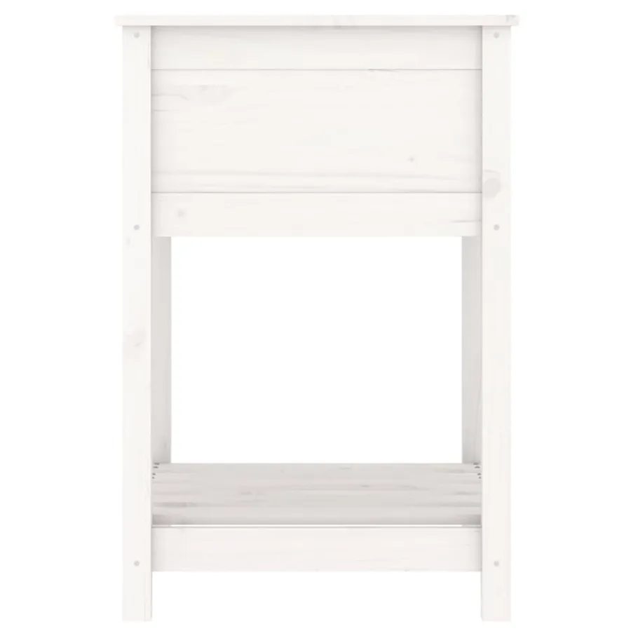 Jardinière avec étagère Blanc 54x54x81 cm Bois massif de pin - 6