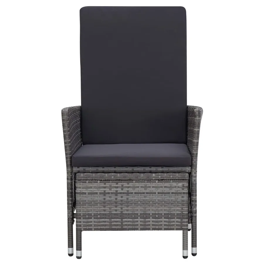Chaise inclinable de jardin avec coussins Résine tressée Gris - 3
