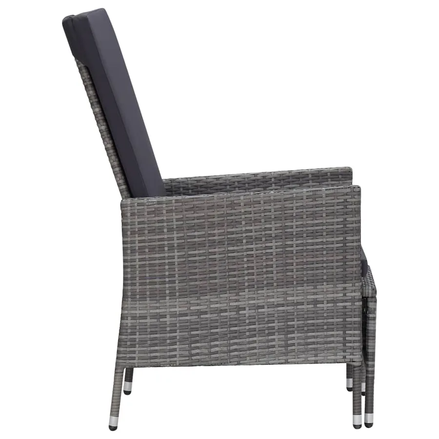 Chaise inclinable de jardin avec coussins Résine tressée Gris - 4