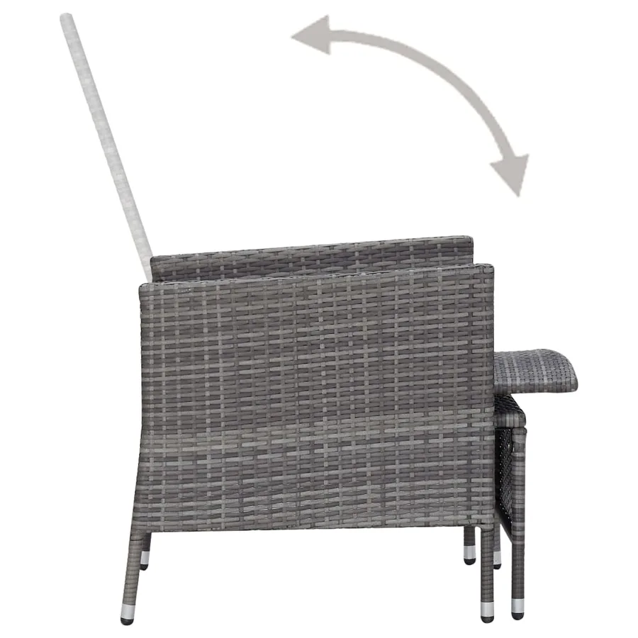 Chaise inclinable de jardin avec coussins Résine tressée Gris - 5