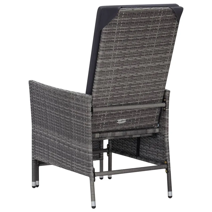 Chaise inclinable de jardin avec coussins Résine tressée Gris - 6