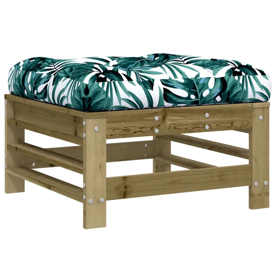 Repose-pieds de jardin et coussins lot de 2 bois pin imprégné - 3