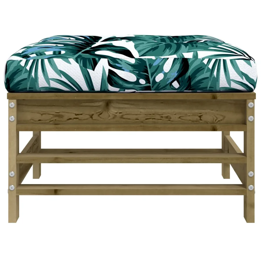 Repose-pieds de jardin et coussins lot de 2 bois pin imprégné - 7