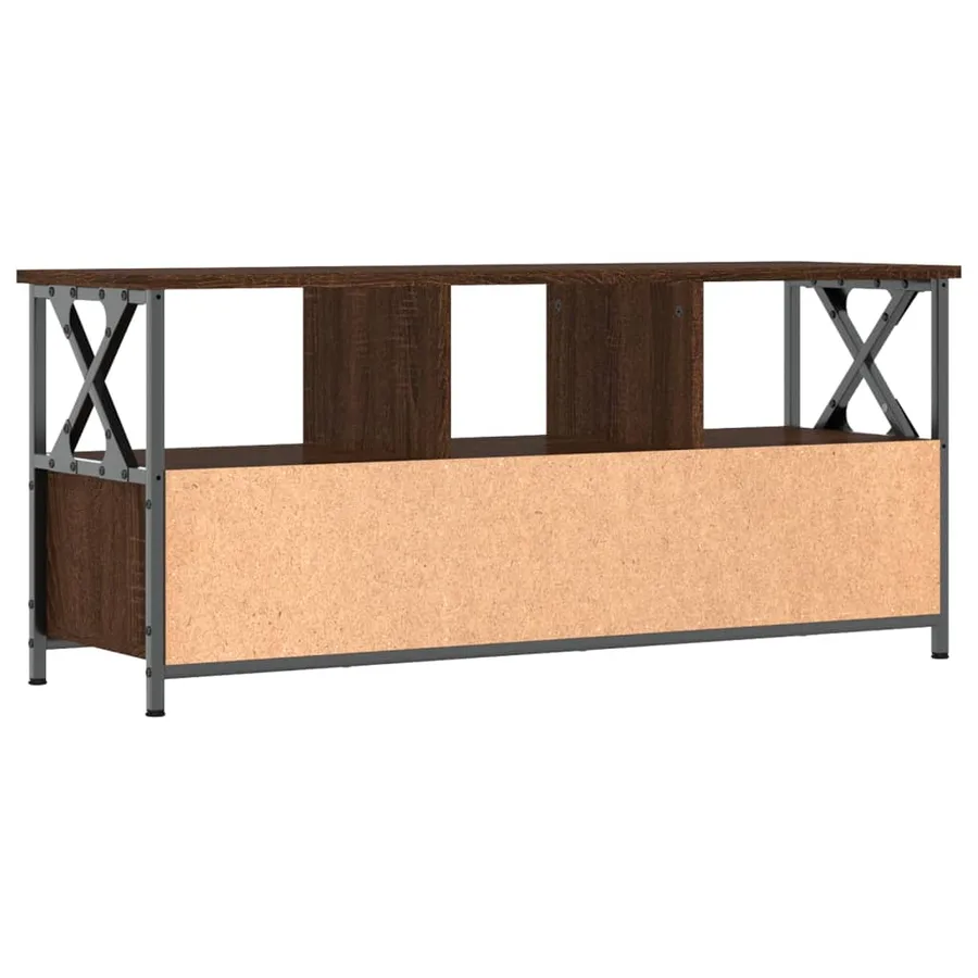 Meuble TV chêne marron 102x33x45 cm bois d'ingénierie et fer - 5