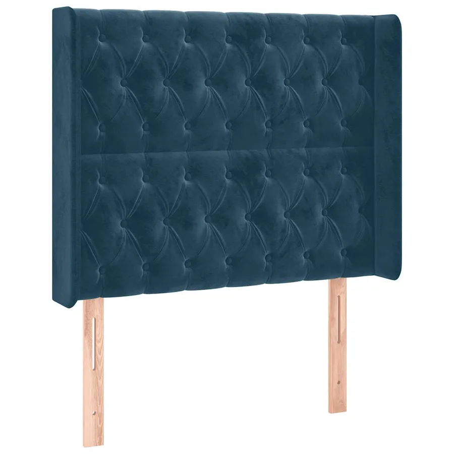 Tête de lit avec oreilles Bleu foncé 103x16x118/128 cm Velours - 2