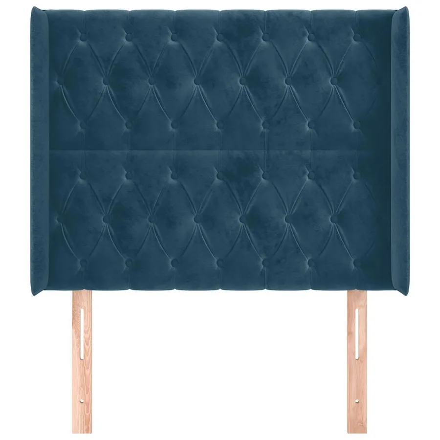 Tête de lit avec oreilles Bleu foncé 103x16x118/128 cm Velours - 3
