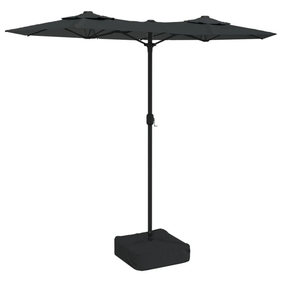 Parasol de jardin à double tête avec LED anthracite 316x145 cm - 2