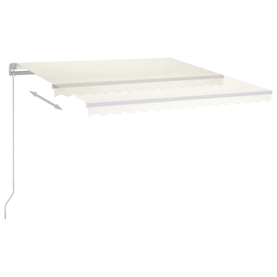 Auvent manuel rétractable avec LED 450x350 cm Crème - 3