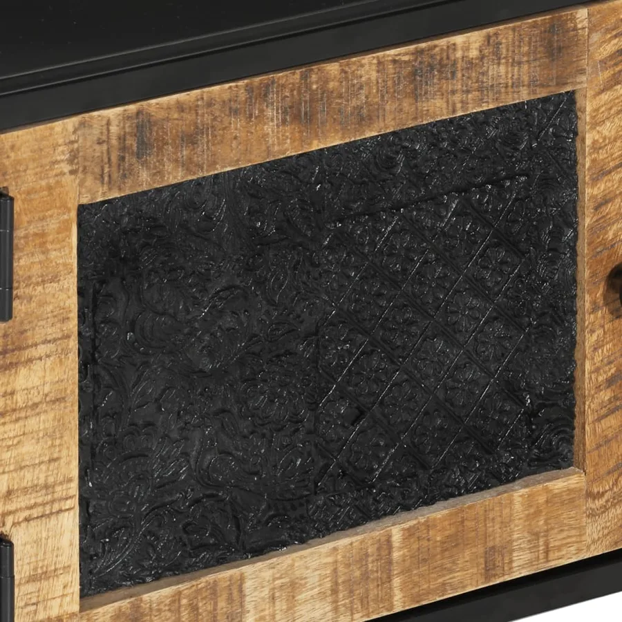 Meuble TV 110x30x40 cm bois massif de manguier et fer - 8