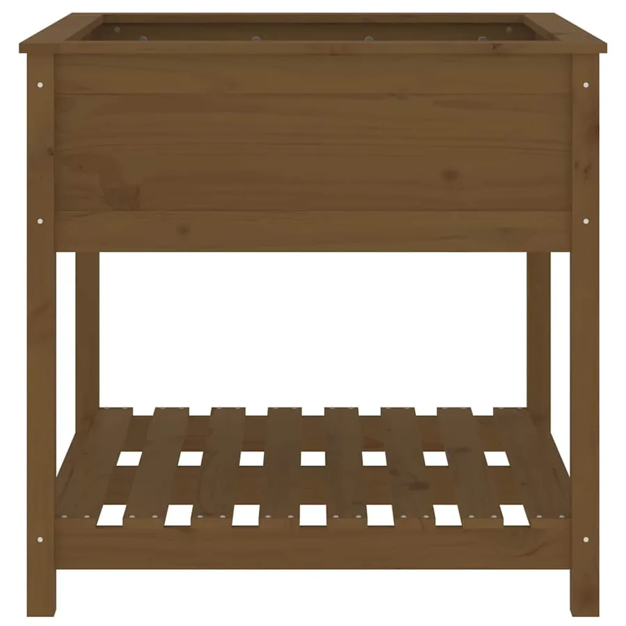 Jardinière avec étagère Marron miel 82,5x82,5x81 cm Bois de pin - 5
