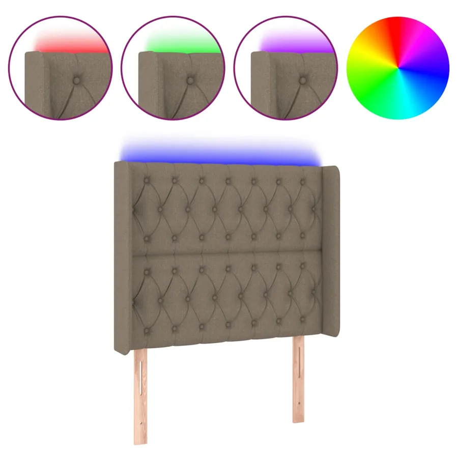 Tête de lit à LED Taupe 103x16x118/128 cm Tissu - 2