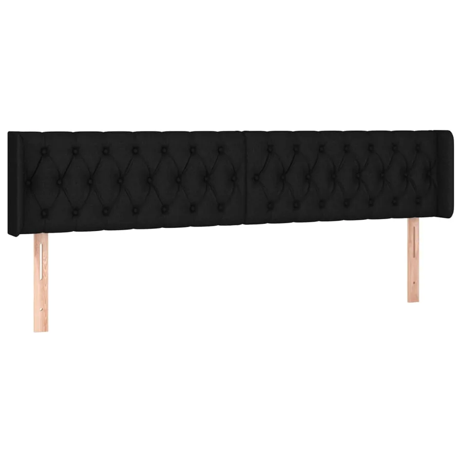 Tête de lit avec oreilles Noir 183x16x78/88 cm Tissu - 2