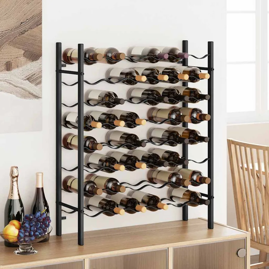 Casier à bouteilles pour 48 bouteilles Noir Métal