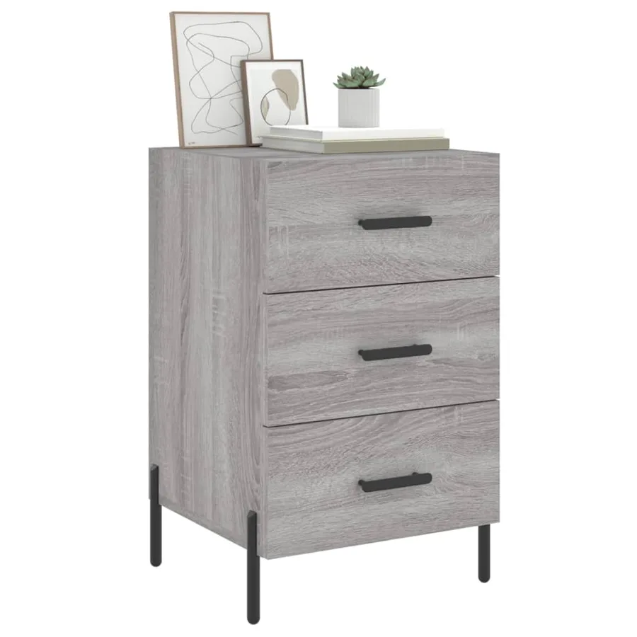 Table de chevet sonoma gris 40x40x66 cm bois d'ingénierie - 3