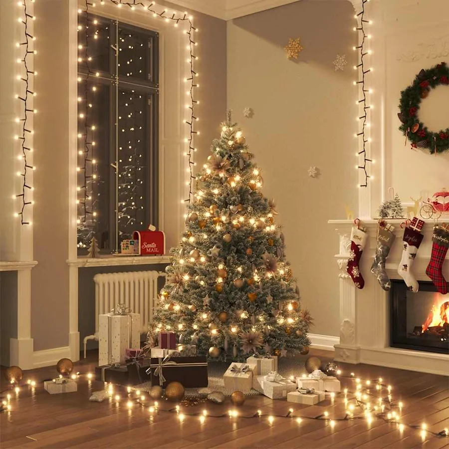 Guirlande à LED compacte avec 3000 LED Blanc chaud 65 m PVC