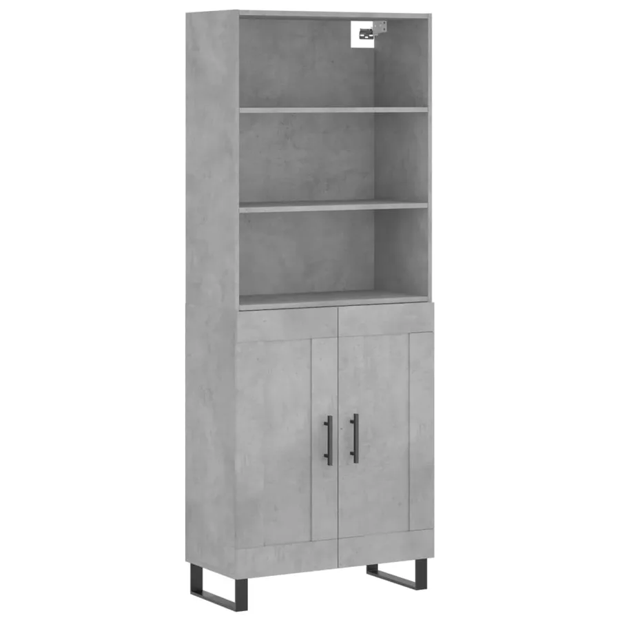 Buffet haut Gris béton 69,5x34x180 cm Bois d'ingénierie - 2