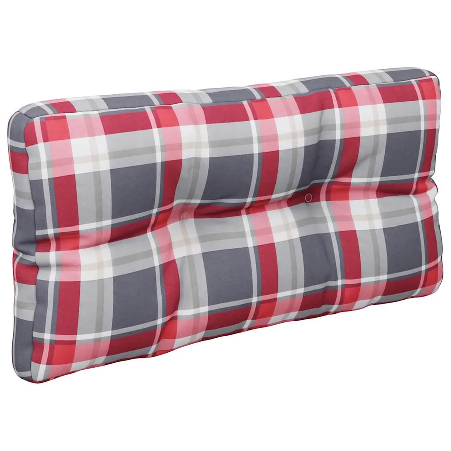 Coussin de palette motif à carreaux rouge 70x40x12 cm tissu - 4