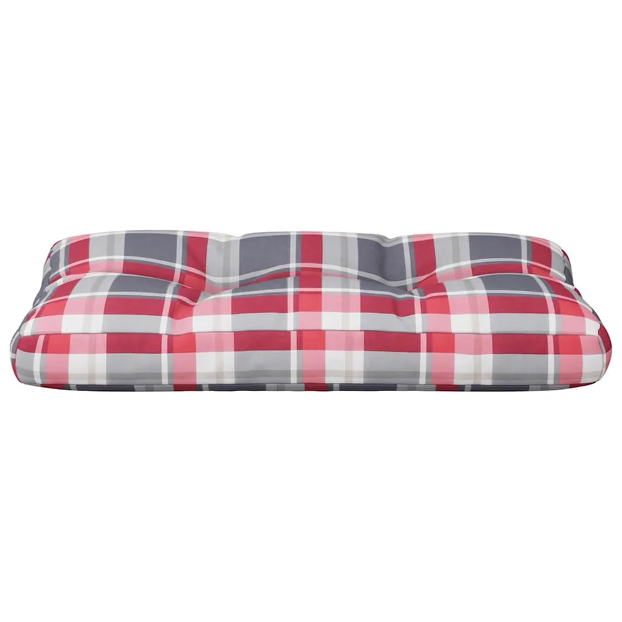 Coussin de palette motif à carreaux rouge 70x40x12 cm tissu - 5