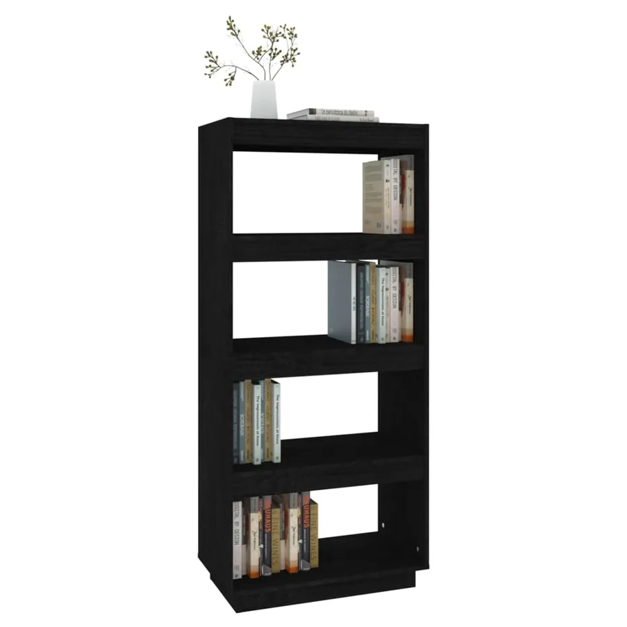Bibliothèque/Séparateur de pièce Noir 60x35x135 cm Pin massif - 4