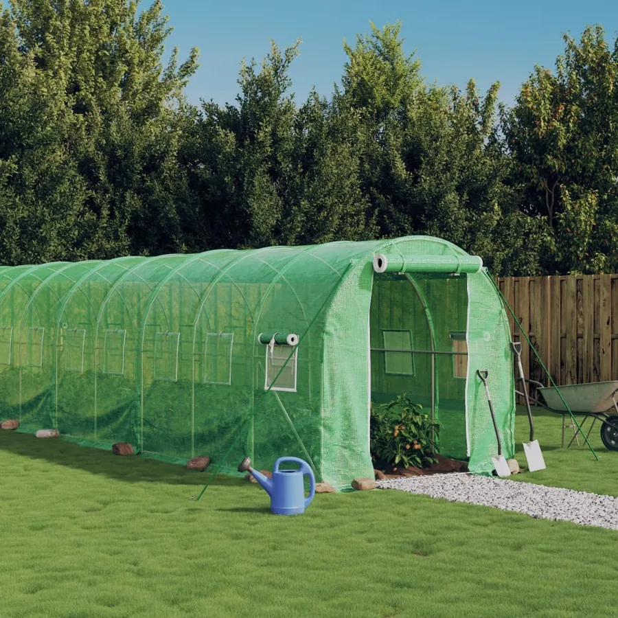 Serre avec cadre en acier vert 40 m² 20x2x2 m