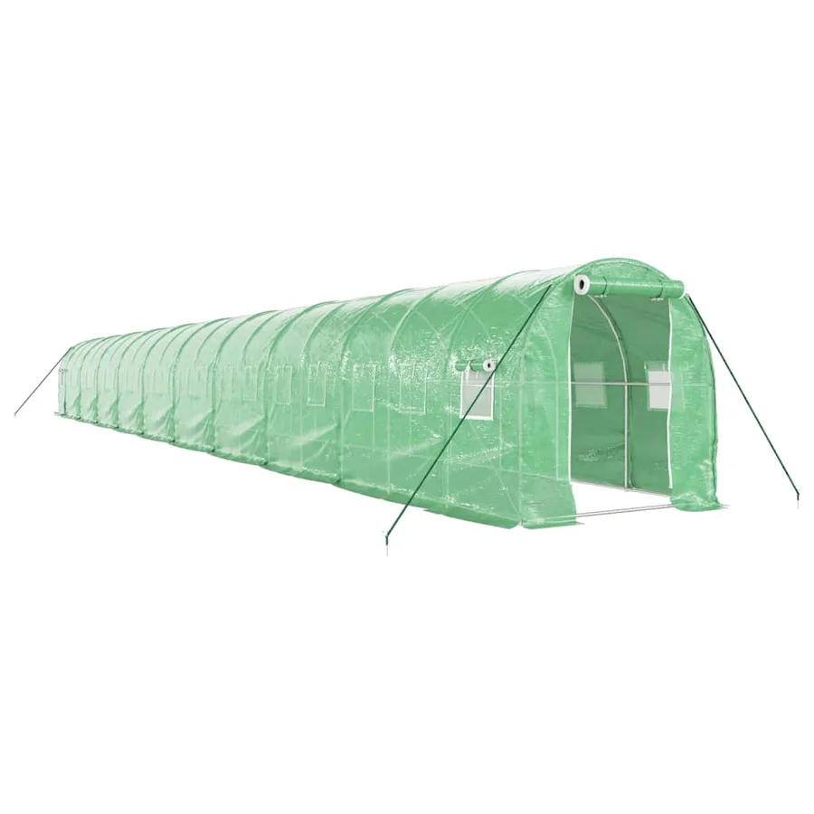 Serre avec cadre en acier vert 40 m² 20x2x2 m - 2