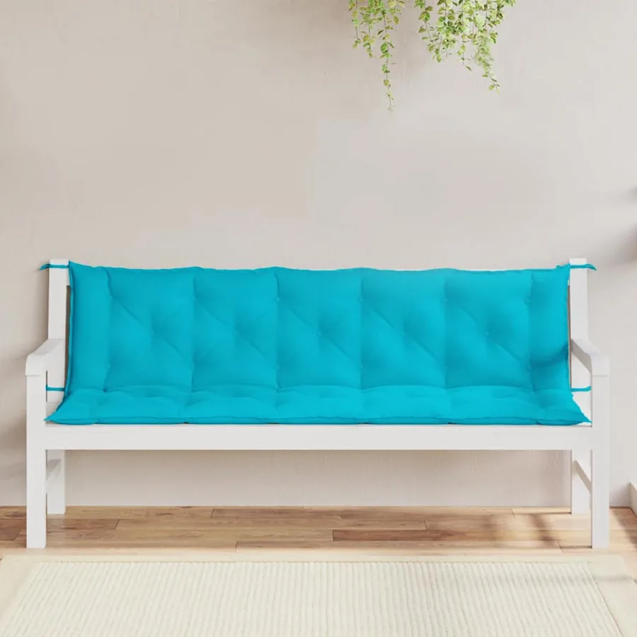 Coussins de banc de jardin lot de 2 turquoise tissu Oxford - 3
