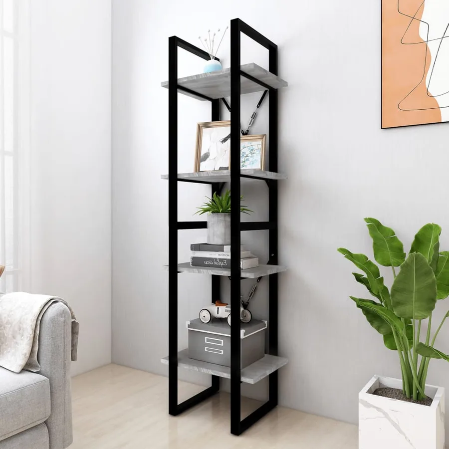 Bibliothèque 4 niveaux Sonoma gris 40x30x140 cm Bois - 3