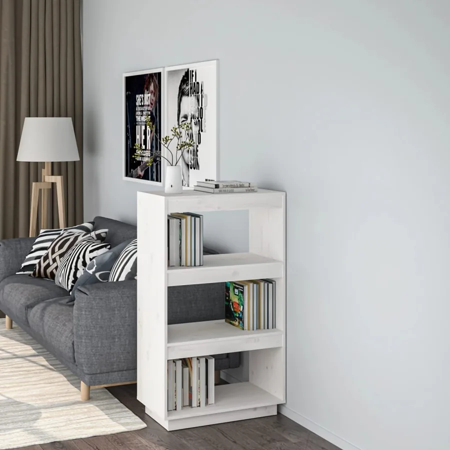 Bibliothèque/Séparateur de pièce Blanc 60x35x103 cm Pin massif