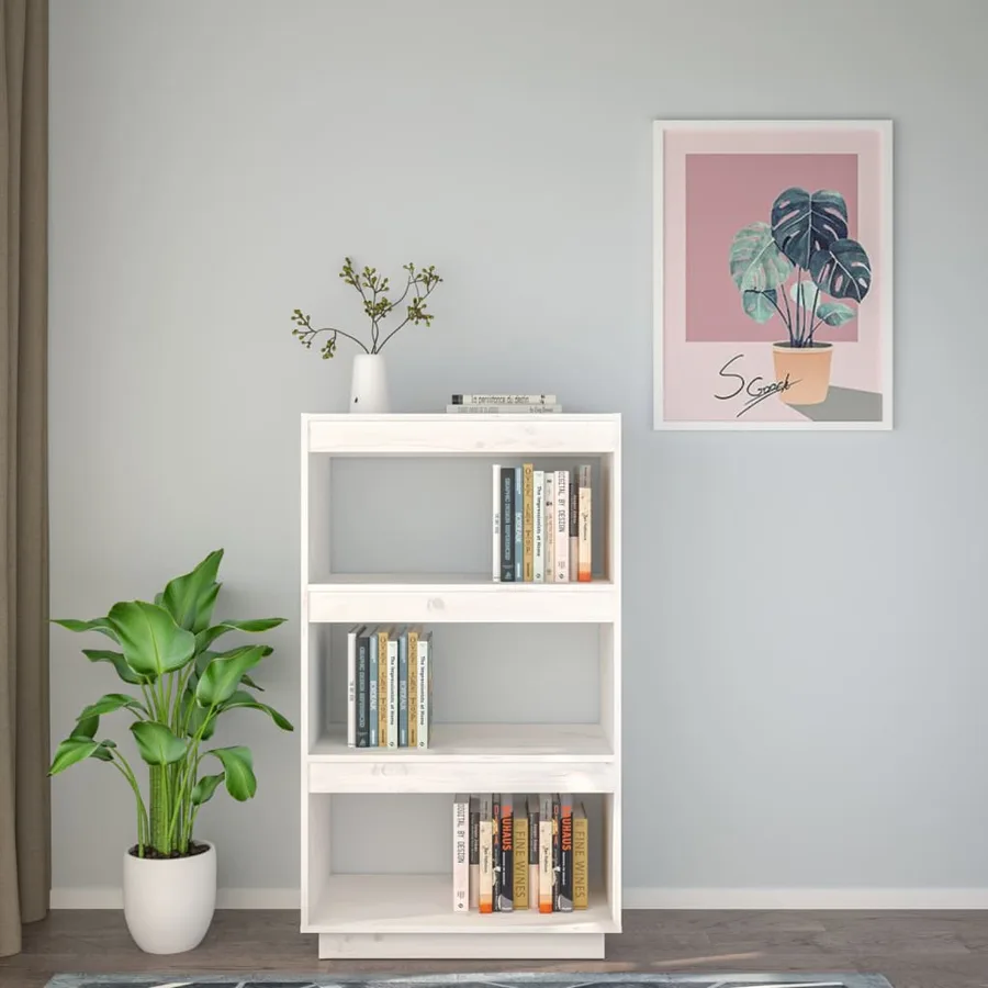 Bibliothèque/Séparateur de pièce Blanc 60x35x103 cm Pin massif - 3