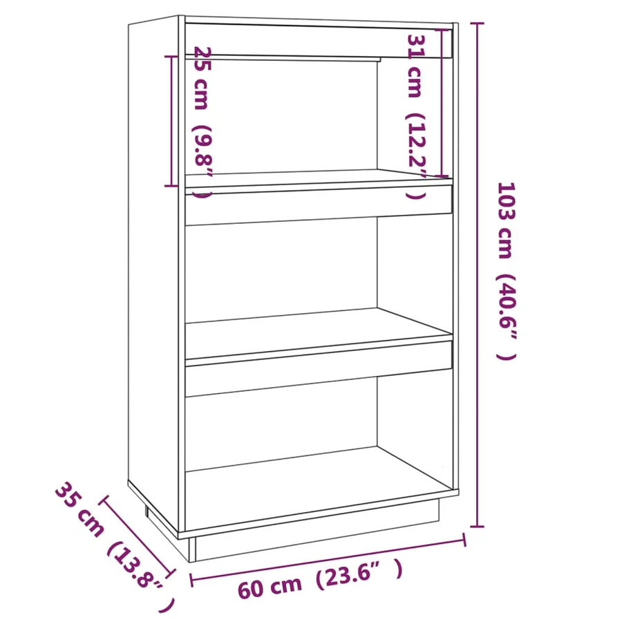 Bibliothèque/Séparateur de pièce Blanc 60x35x103 cm Pin massif - 8