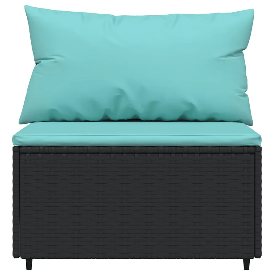 Canapés centraux de jardin et coussins 2pcs Noir Résine tressée - 4