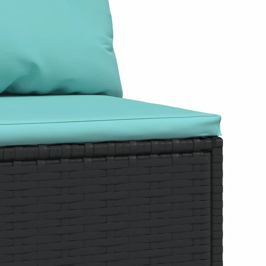 Canapés centraux de jardin et coussins 2pcs Noir Résine tressée - 6