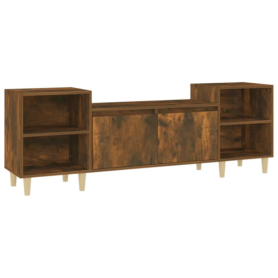 Meuble TV Chêne fumé 160x35x55 cm Bois d'ingénierie - 2