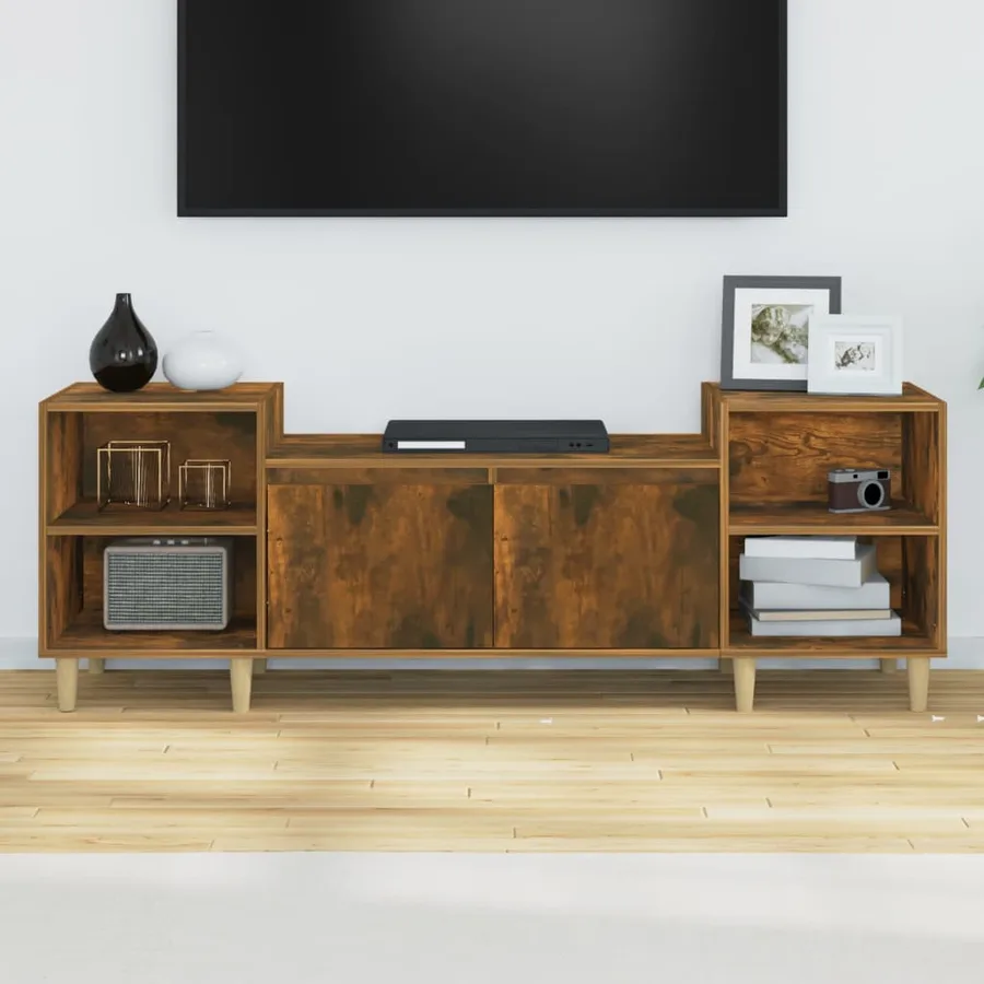 Meuble TV Chêne fumé 160x35x55 cm Bois d'ingénierie - 3