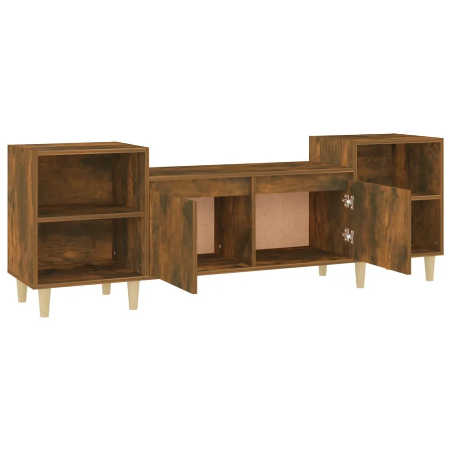 Meuble TV Chêne fumé 160x35x55 cm Bois d'ingénierie - 7