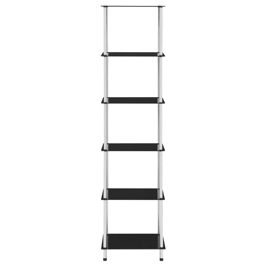 Étagère 6 niveaux Noir 40x40x160 cm Verre trempé - 2