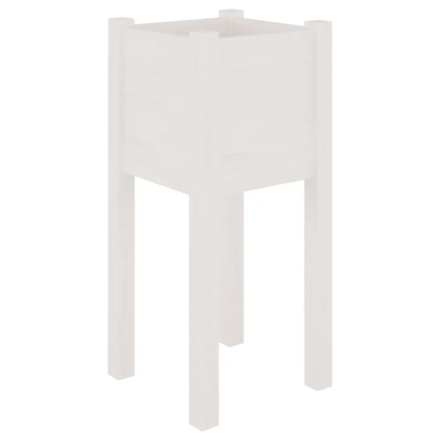 Jardinières d'extérieur 2 pcs Blanc 31x31x70 cm Bois de pin - 4
