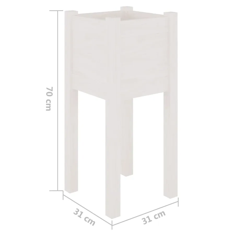 Jardinières d'extérieur 2 pcs Blanc 31x31x70 cm Bois de pin - 8