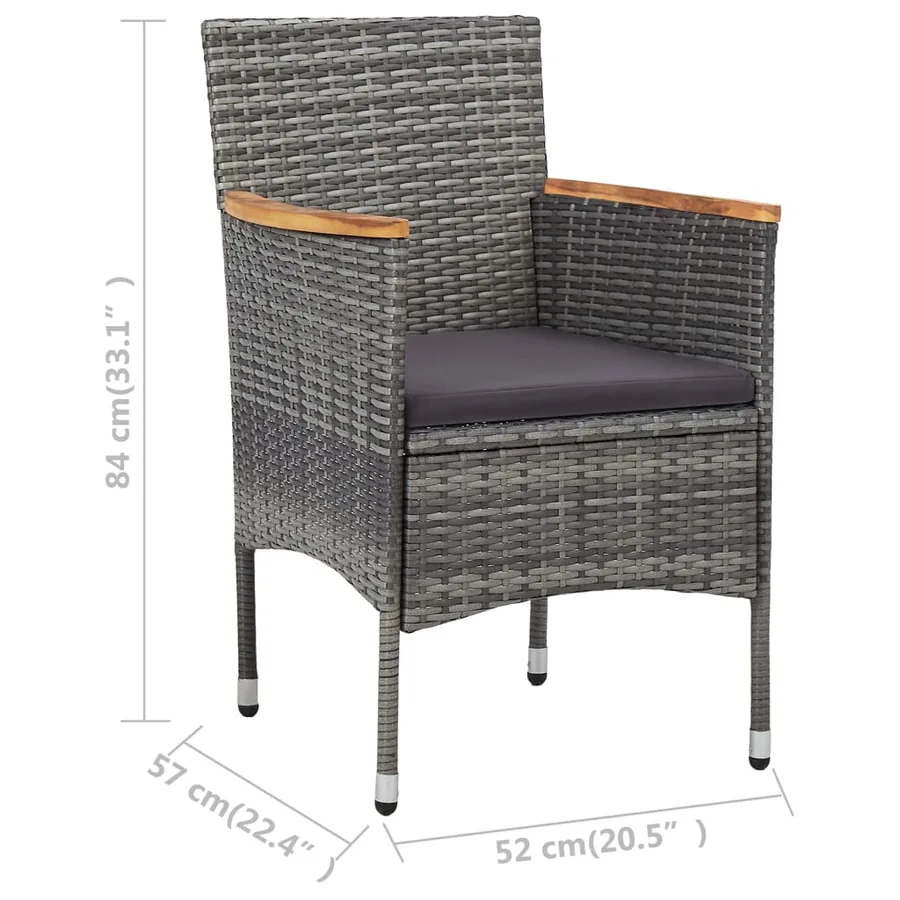 Ensemble à manger de jardin 3 pcs Gris - 10