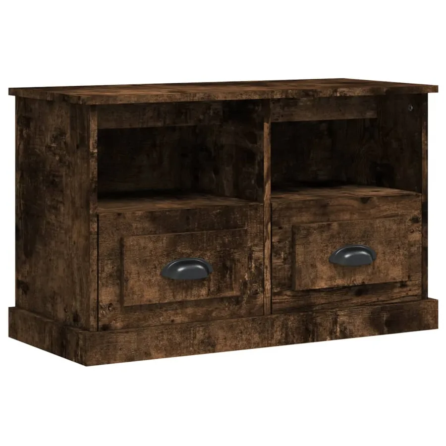 Meuble TV chêne fumé 80x35x50 cm bois d'ingénierie - 2