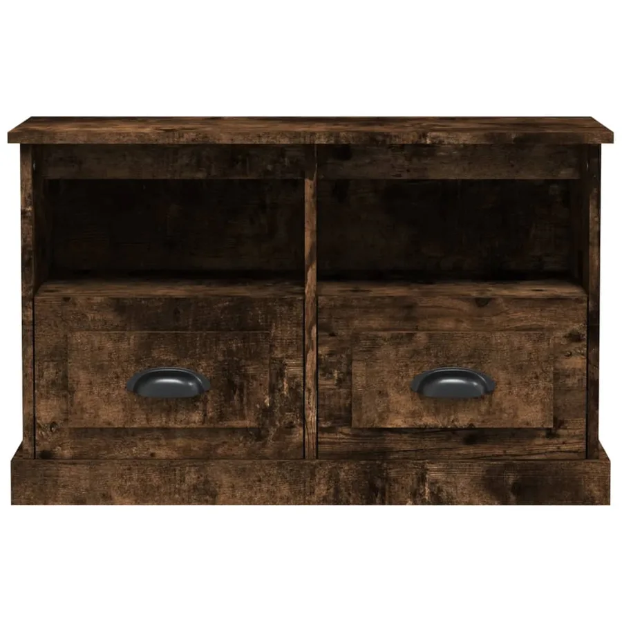 Meuble TV chêne fumé 80x35x50 cm bois d'ingénierie - 5