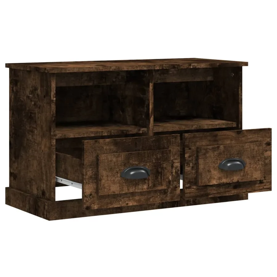 Meuble TV chêne fumé 80x35x50 cm bois d'ingénierie - 6