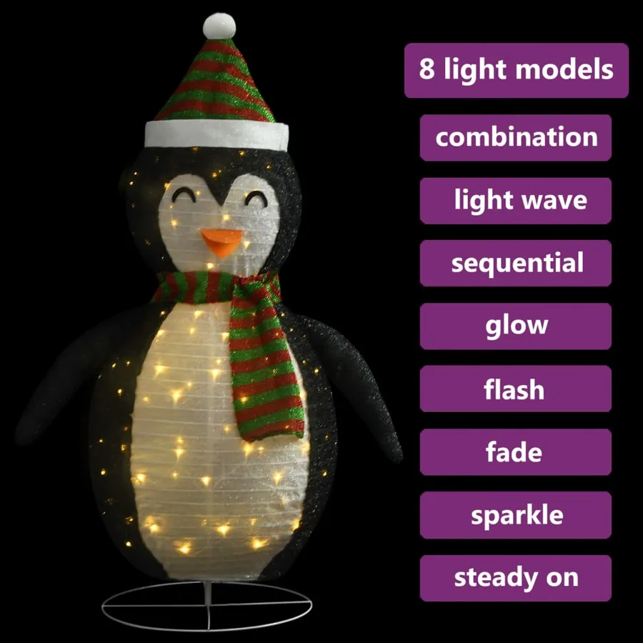 Décoration de Noël pingouin à LED Tissu de luxe 90 cm - 4